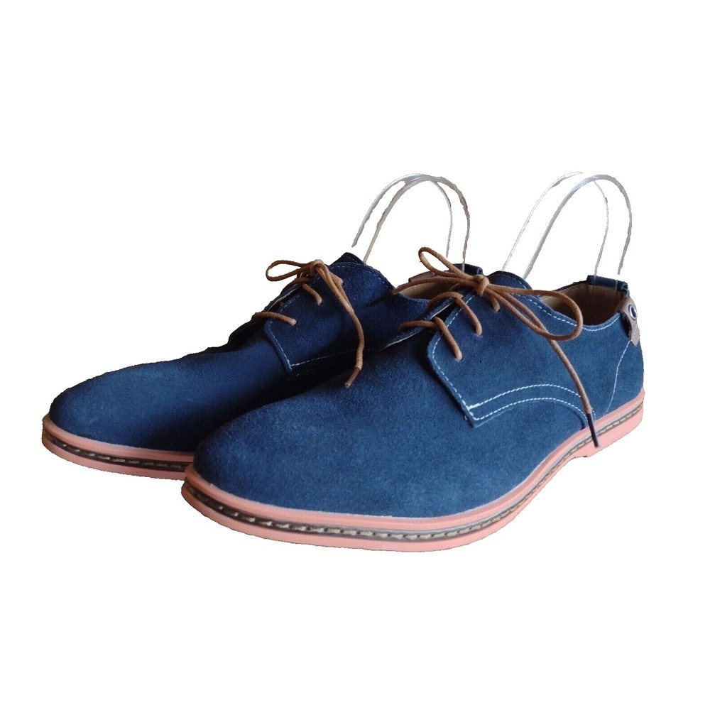 DADAWEN‎ Mens US 12 Blue Suede Retro Lace-Up Oxford Dress Shoes Work Date Formal